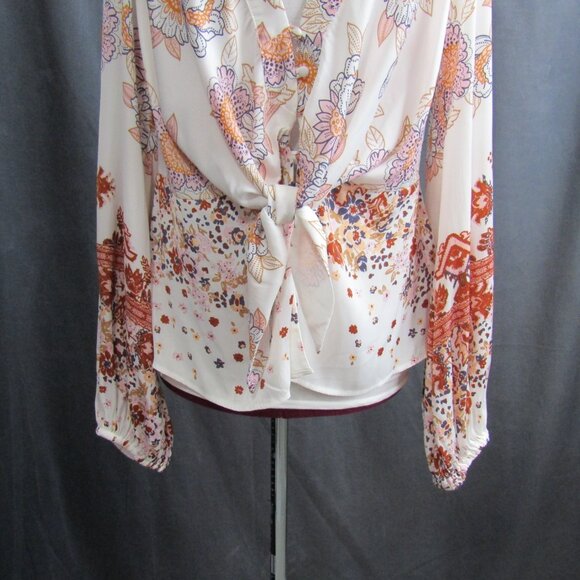 Free People Run Free Tunic Blouse Top Ivory Womens Size L Floral Boho Festival - Picture 4 of 14